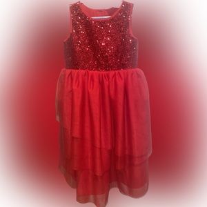 H&M Red Sequined Tulle Dress - Girls - Size 6